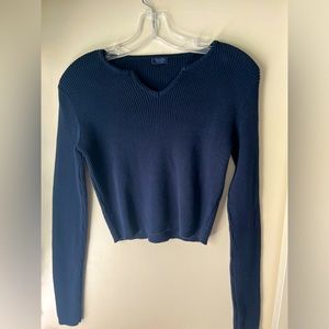 Pacsun John Galt dark blue cropped sweater